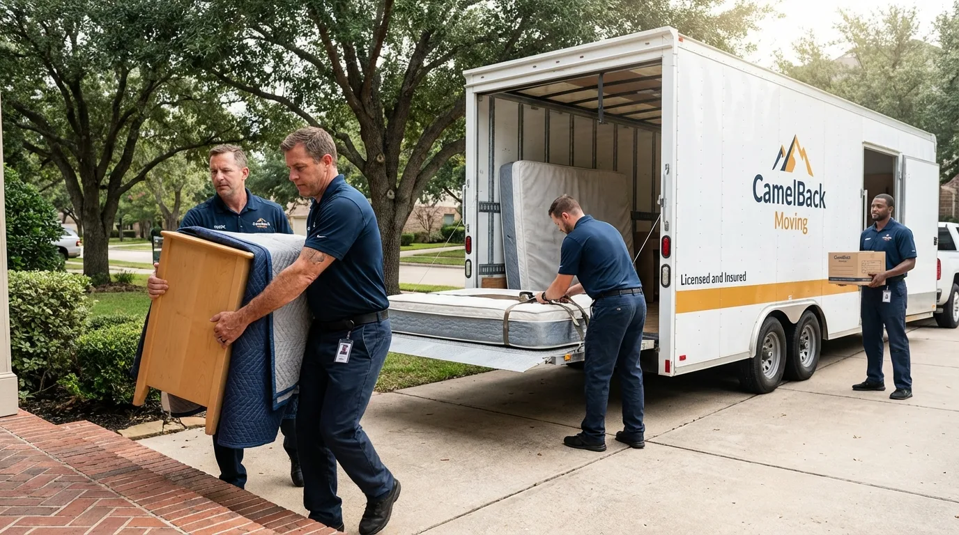 Crew loading residential truck for cross-state move from Tariffville, CT