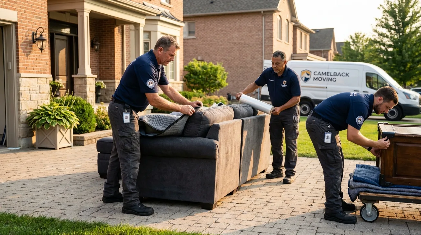 Large estate moving crew wrapping furniture in Tariffville, CT