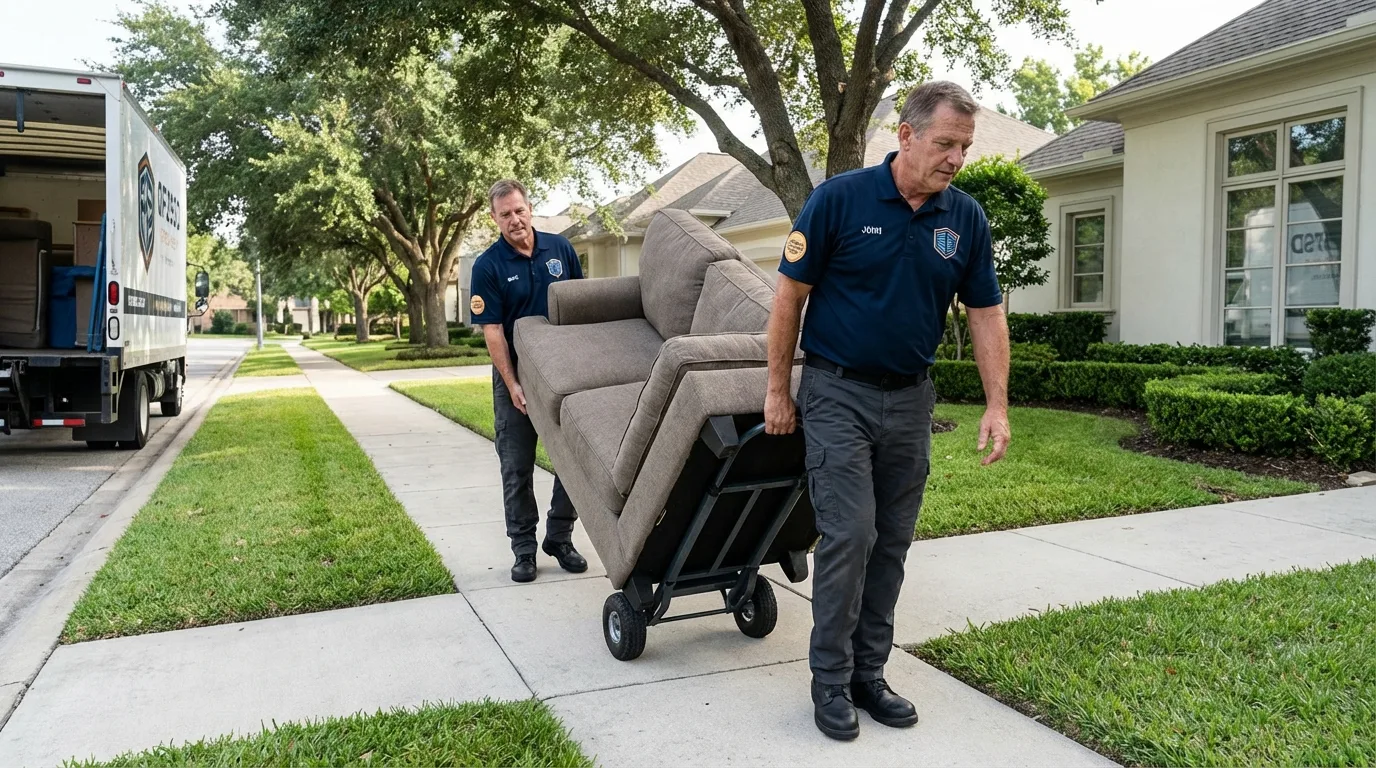 Local residential moving crew loading furniture in Tariffville, CT